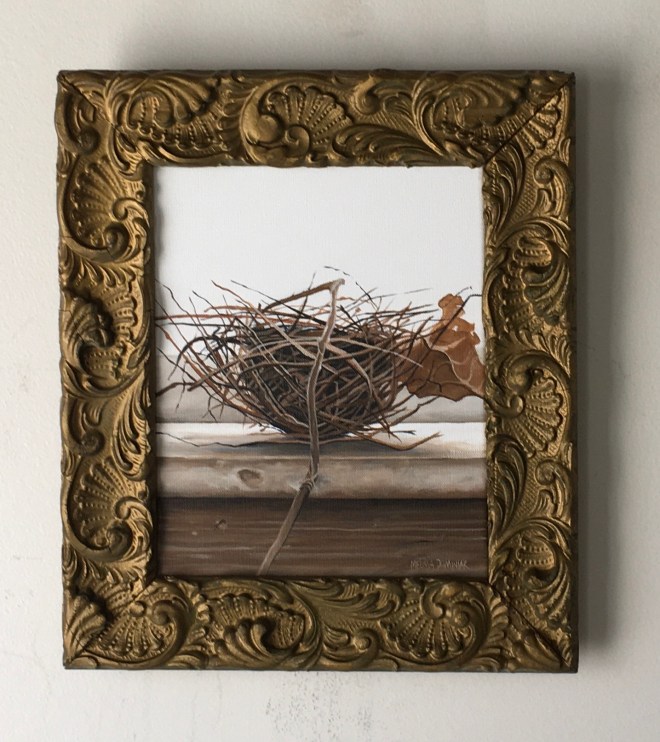 Birds Nest. 11.5" x 13.5" with frame. $525.