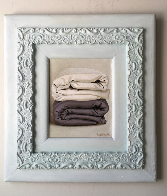 Folded Blankets. 18.5" x 20.5" with frame. $525