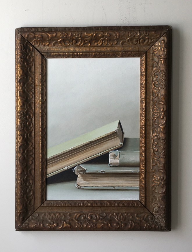 Three Books. 19" x 25" with frame. $895